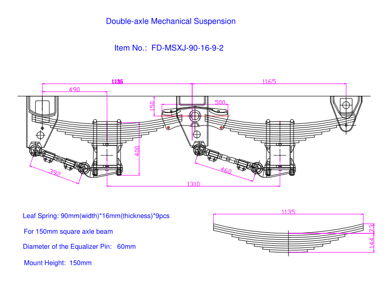 american type 2 axle suspension